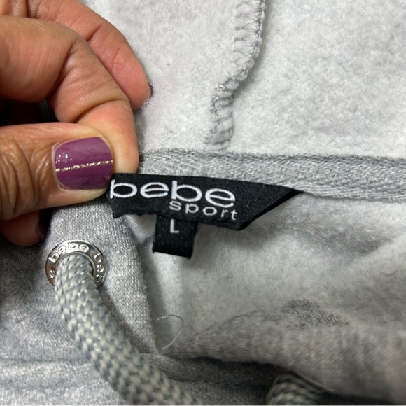 BEBE SPORT Sequin Stripe Sparkly Hoodie Heather Sz L - Picture 10 of 16